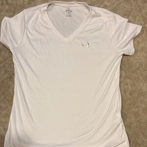 Under Armour Women's Classic White V-Neck Tee-dri fit